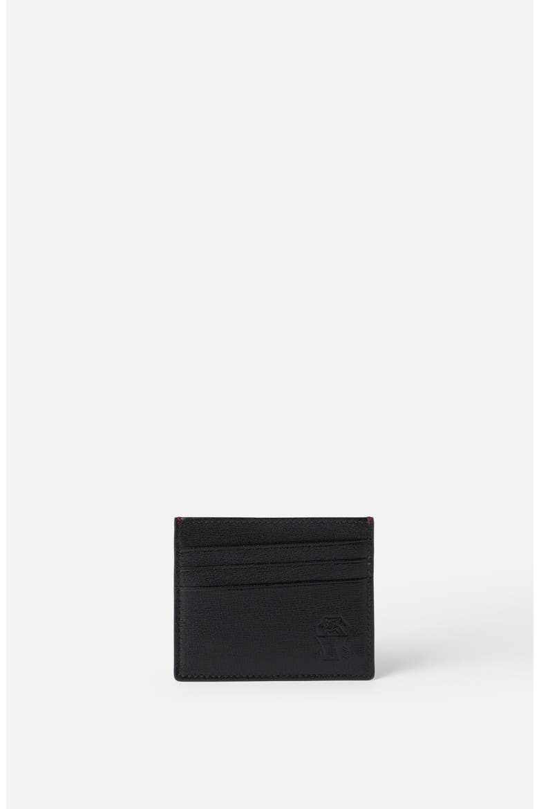 Grained leather card holder, Alternate, color, Black