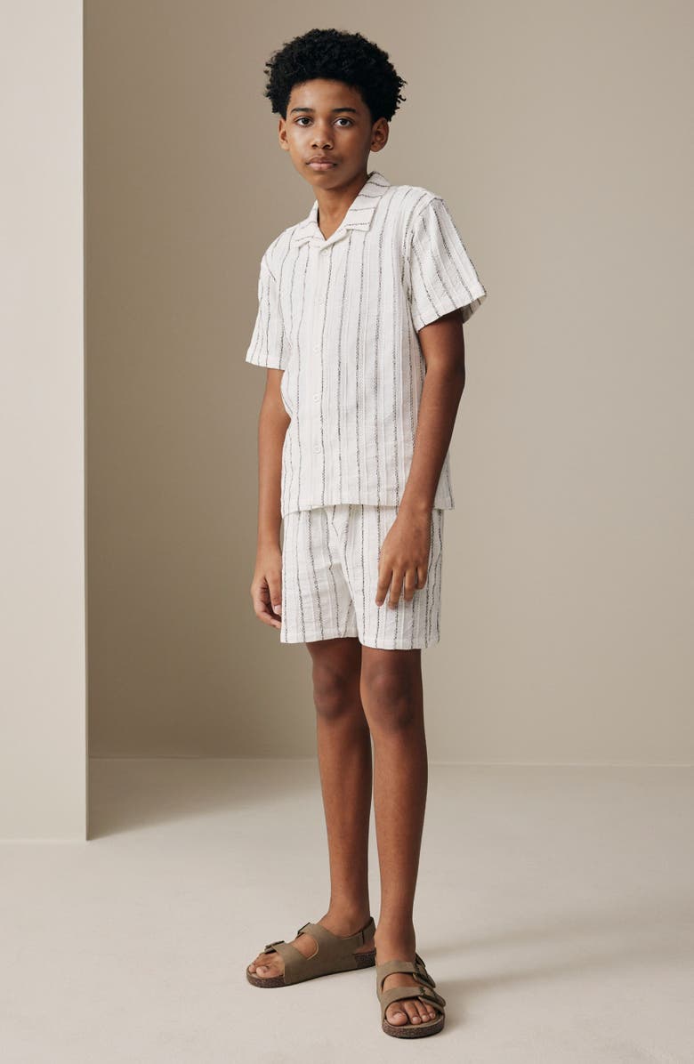 NEXT Kids' Stripe Button-Up Shirt & Shorts Set, Alternate, color, White