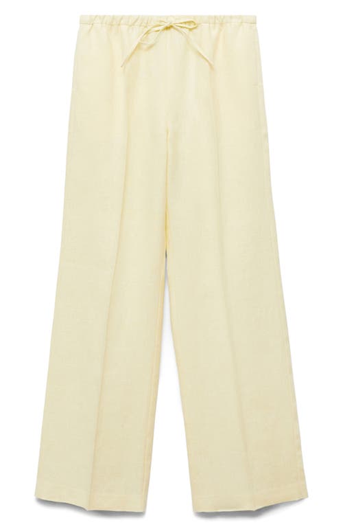 Mango Tie Waist Wide Leg Linen Pants