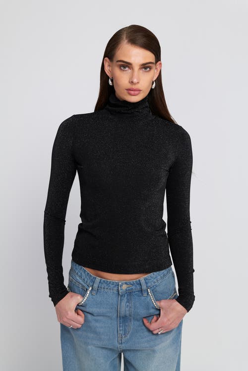 Elle Collection Knit Turtleneck Top Solid In Black