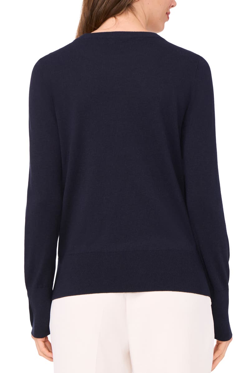 Halogen<sup>®</sup> Button Cuff Crewneck Sweater, Alternate, color, Navy Depths