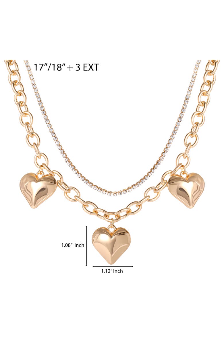 Jessica Simpson Triple Heart Statement Necklace, Alternate, color, Gold
