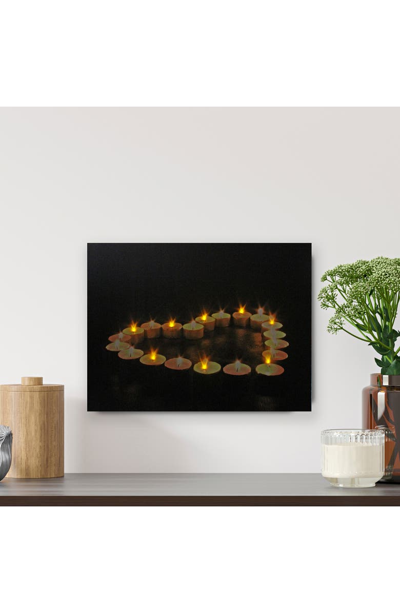 Northlight LED Lighted Flickering Heart-Shaped Candles Canvas Wall Art 15.75", Alternate, color, Black