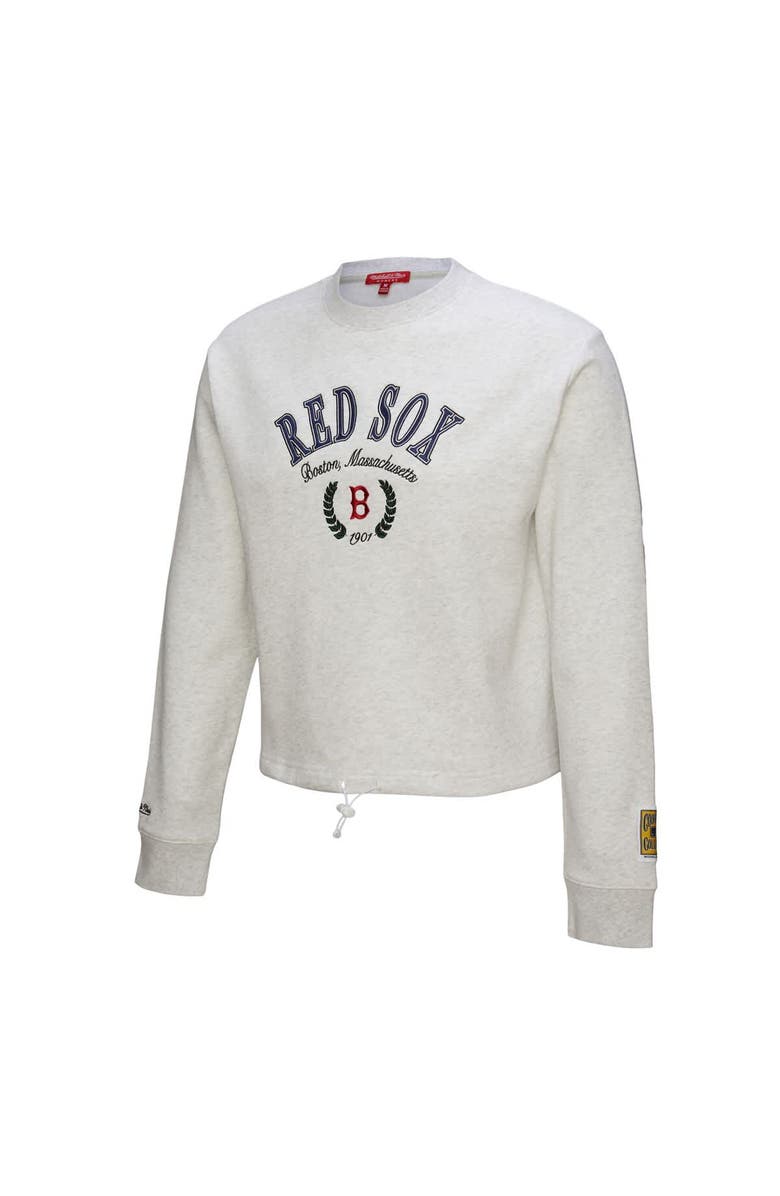 Mitchell & Ness Women's Mitchell & Ness Heather Gray Boston Red Sox Cropped Toggle Pullover Sweatshirt, Alternate, color, Heather Gray
