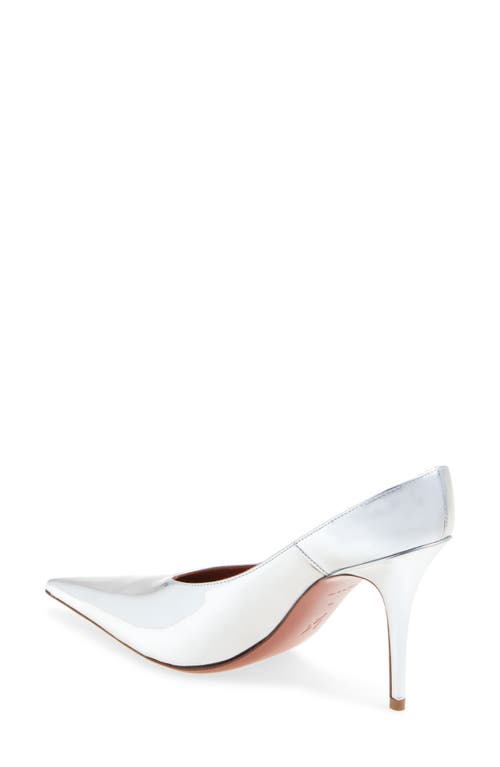 Amina Muaddi Anok Pointed Toe Mule In Silver