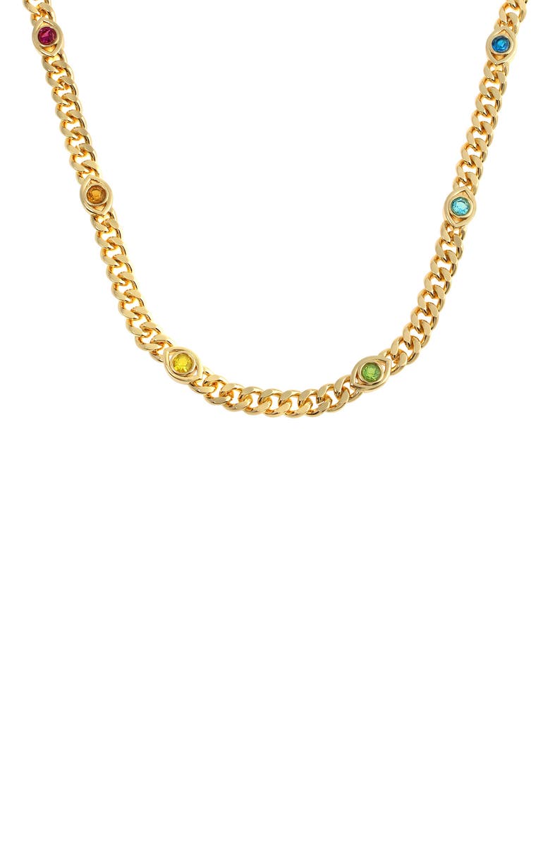 Kurt Geiger London Evil Eye Station Curb Chain Necklace, Alternate, color, 