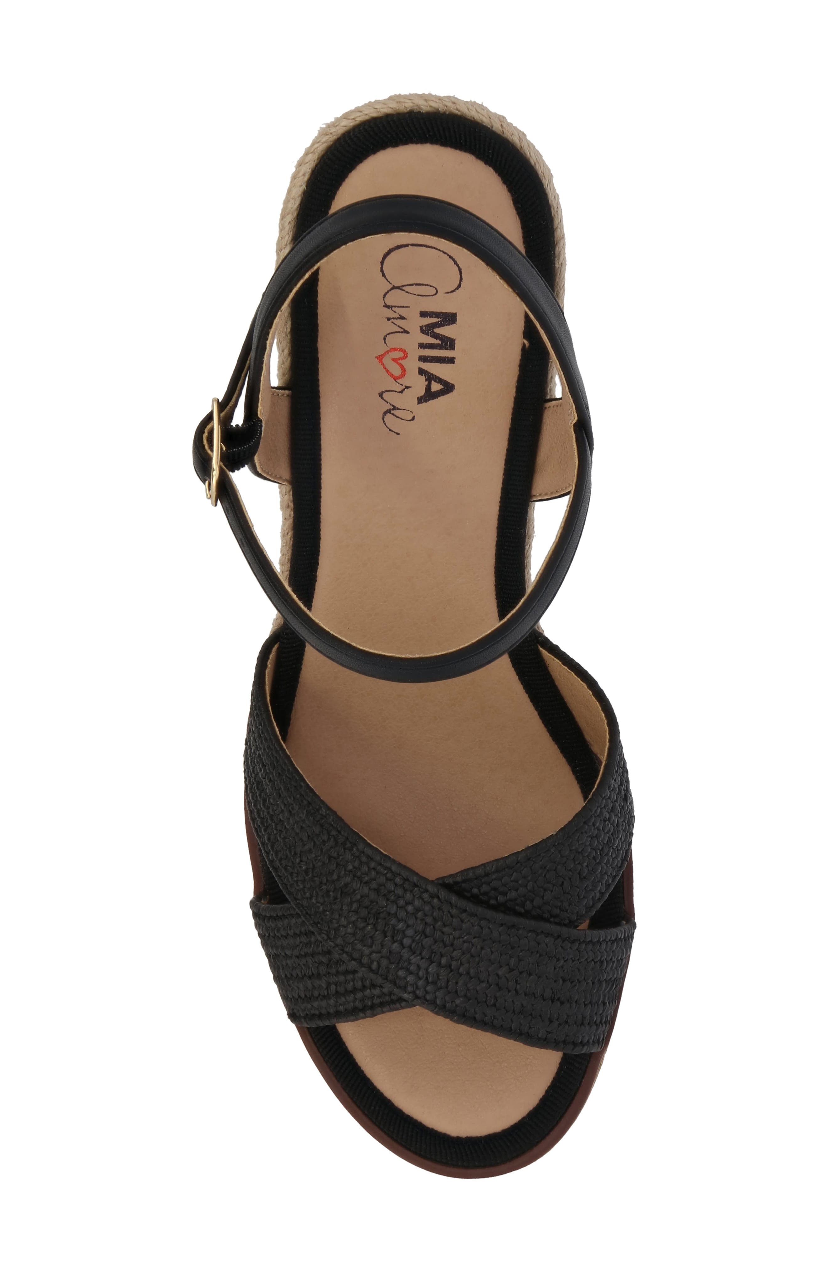 MIA AMORE Allisha Espadrille Wedge Sandal, Alternate, color, Black