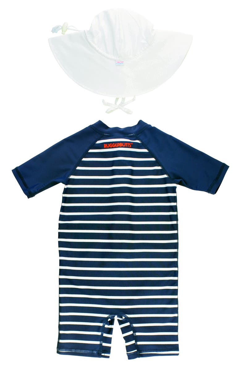 RuggedButts Rashguard Swimsuit & Hat Set, Alternate, color,