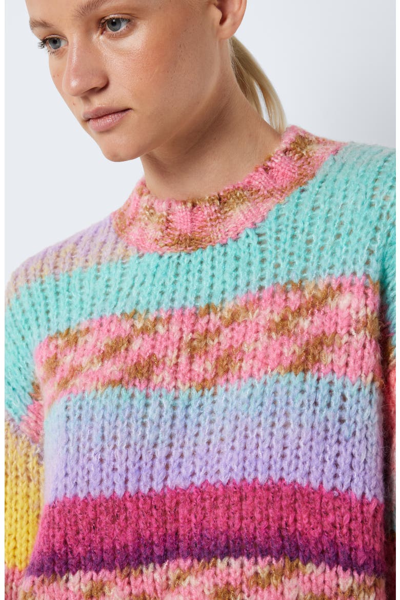 Dazy Pattern Mock Neck Sweater, Alternate, color, PURPLE ROSE DETAIL C