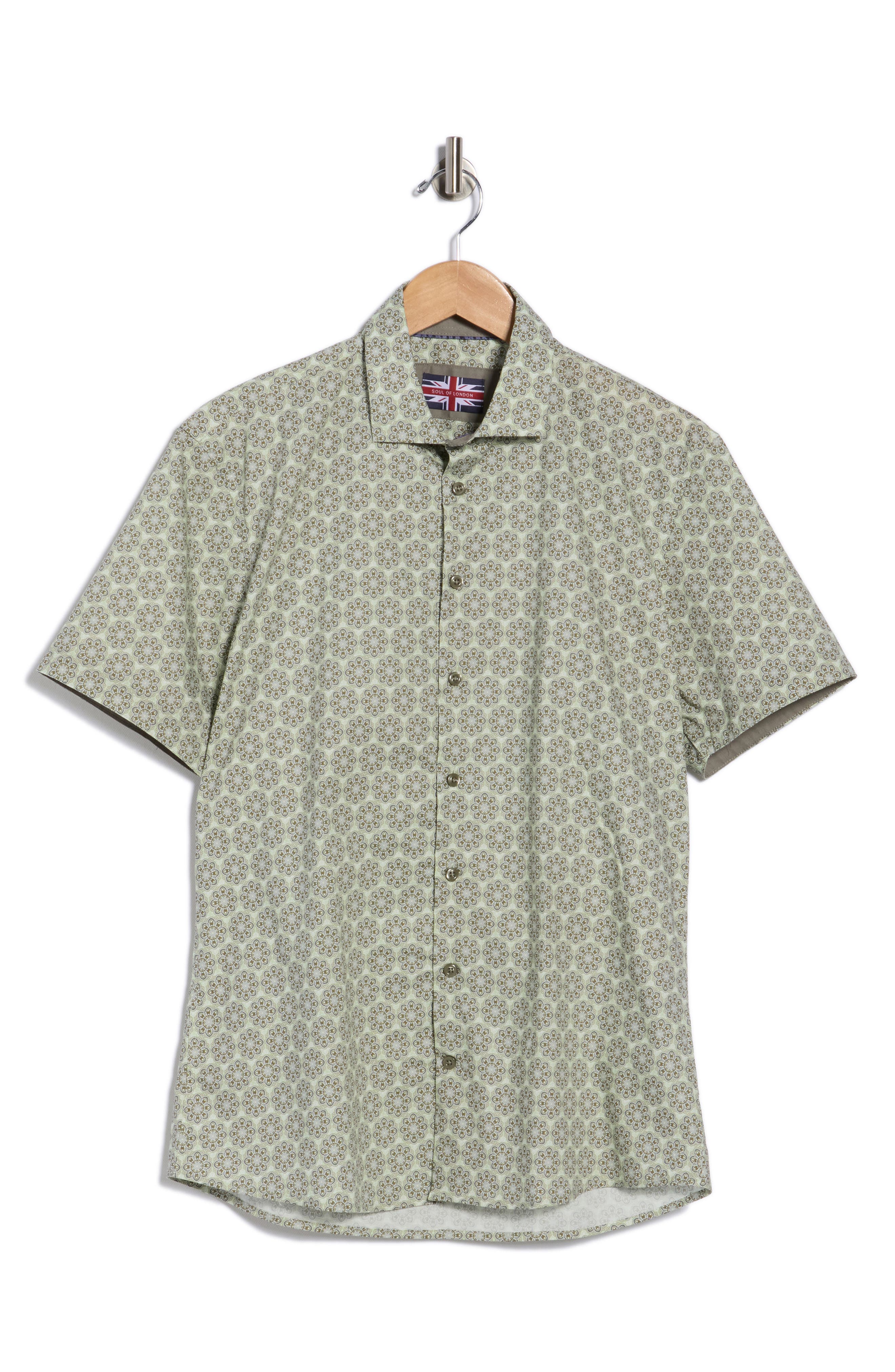 SOUL OF LONDON Cotton Stretch Short Sleeve Sport Shirt