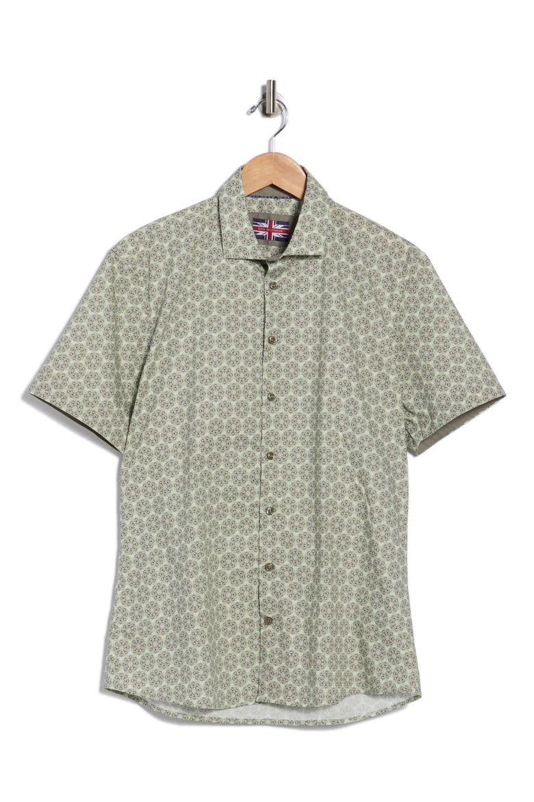 Cotton Stretch Short Sleeve Sport Shirt, Alternate, color, TAN/ TAN