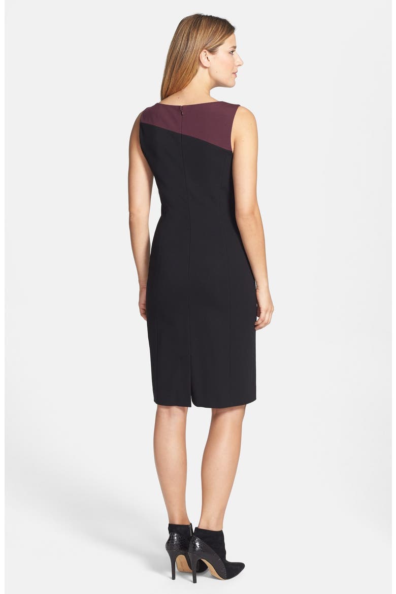 'Wave' Ponte Knit Sheath Dress, Alternate, color, BLACK- BURGUNDY STEM