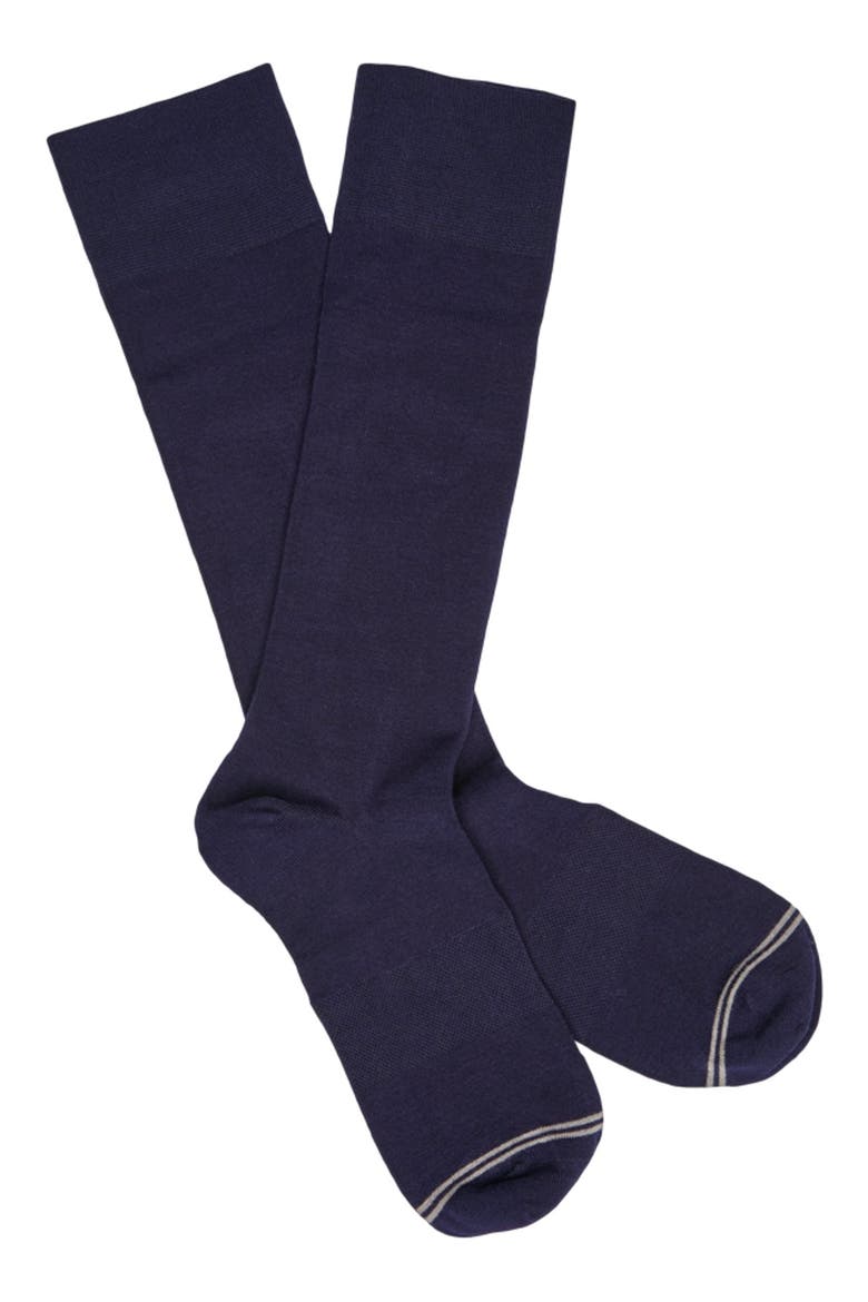 Elton Mid-Calf Premium Novelty Dress Socks, Alternate, color, NAVY