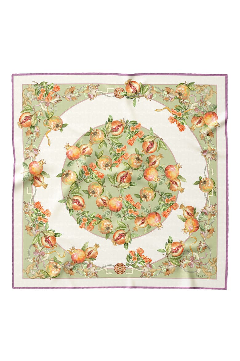 Melograno - Hand Rolled Silk Foulard for Women, Alternate, color, Venetian Glass Green