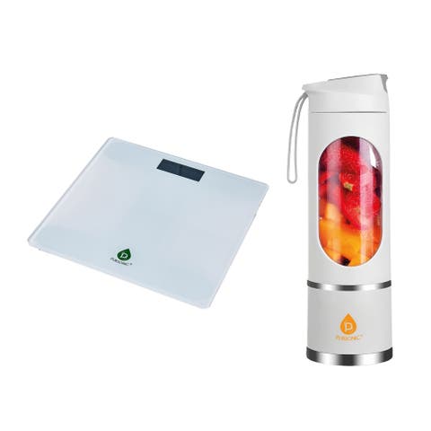 Wellness Essentials Bundle Bathroom Digital Scale + USB Portable Juicer & Blender Cup