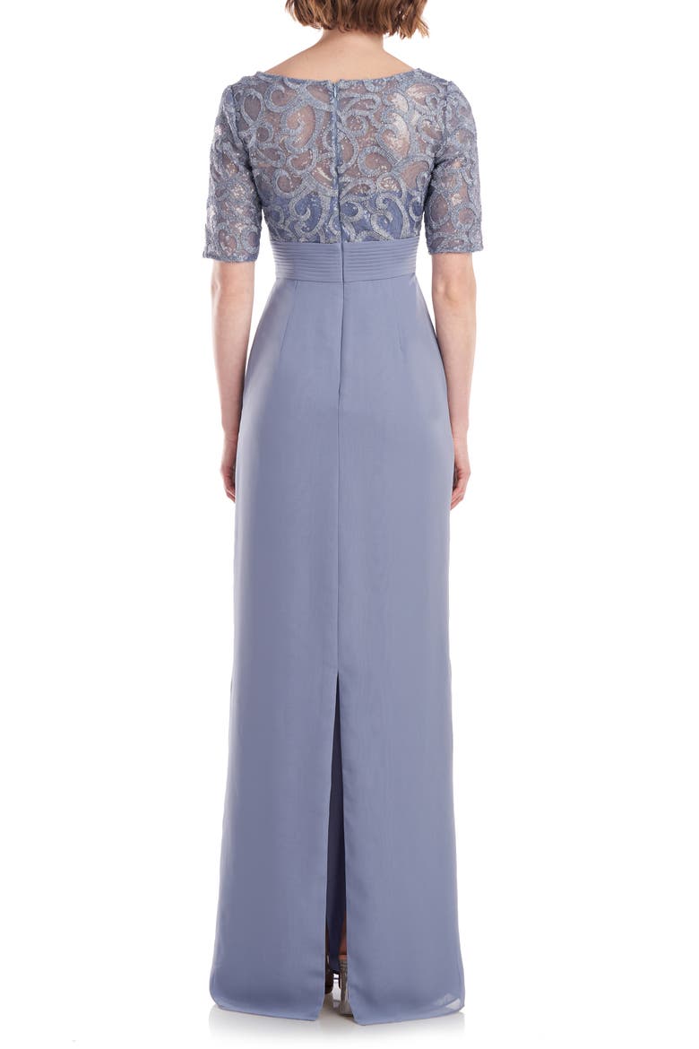 Meg Embellished Ruffle Gown, Alternate, color, SHALE