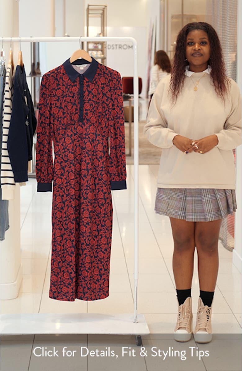 Floral Empire Waist Cotton & Modal Shirtdress, sales video thumbnail