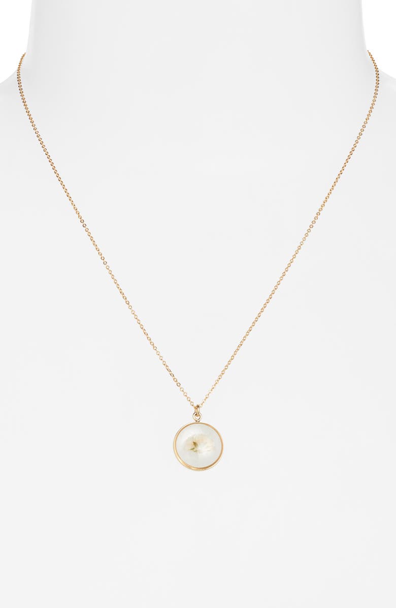 Set & Stones Pressed Flower Pendant Necklace, Alternate, color, Gold