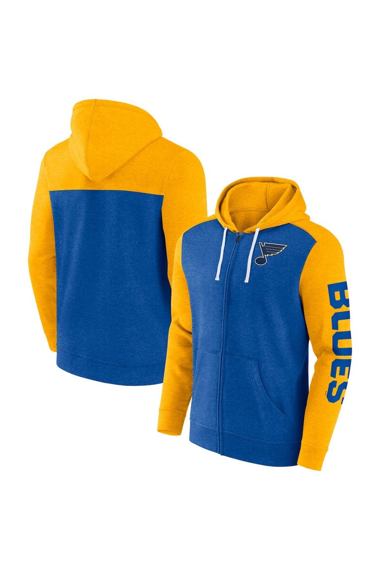 Men's Fanatics Branded Heather Blue St. Louis Blues Down and Distance Full-Zip Hoodie, Main, color, Royal