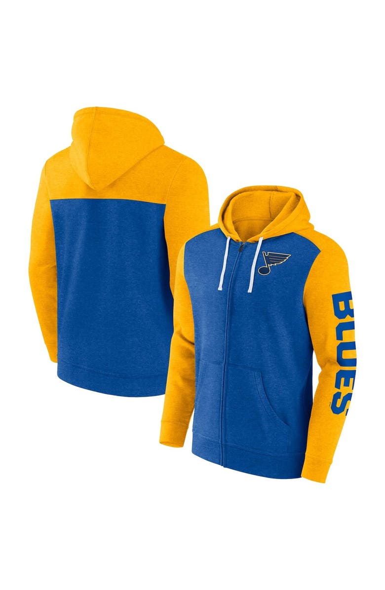 FANATICS Men's Fanatics Branded Heather Blue St. Louis Blues Down and Distance Full-Zip Hoodie, Main, color, 