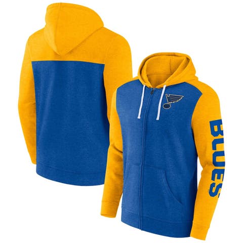 Men's Fanatics Branded Heather Blue St. Louis Blues Down and Distance Full-Zip Hoodie