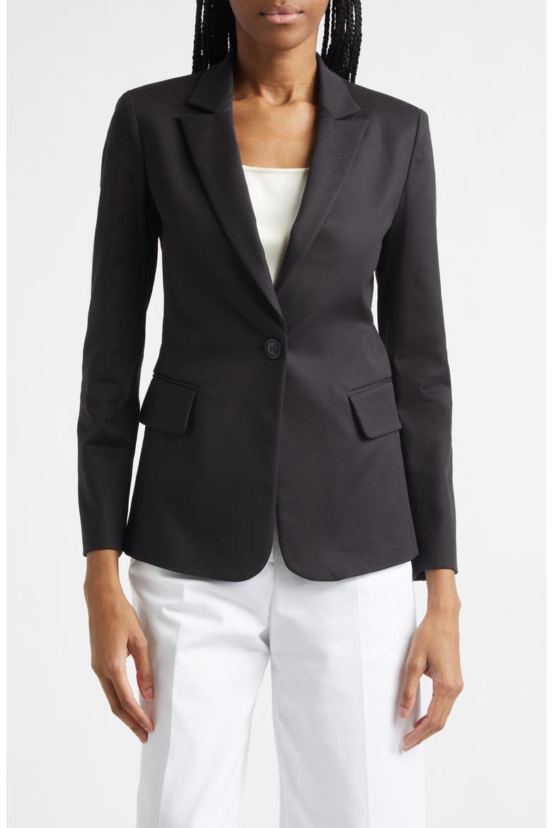 Cotton Blend Blazer, Main, color, BLACK SOLID