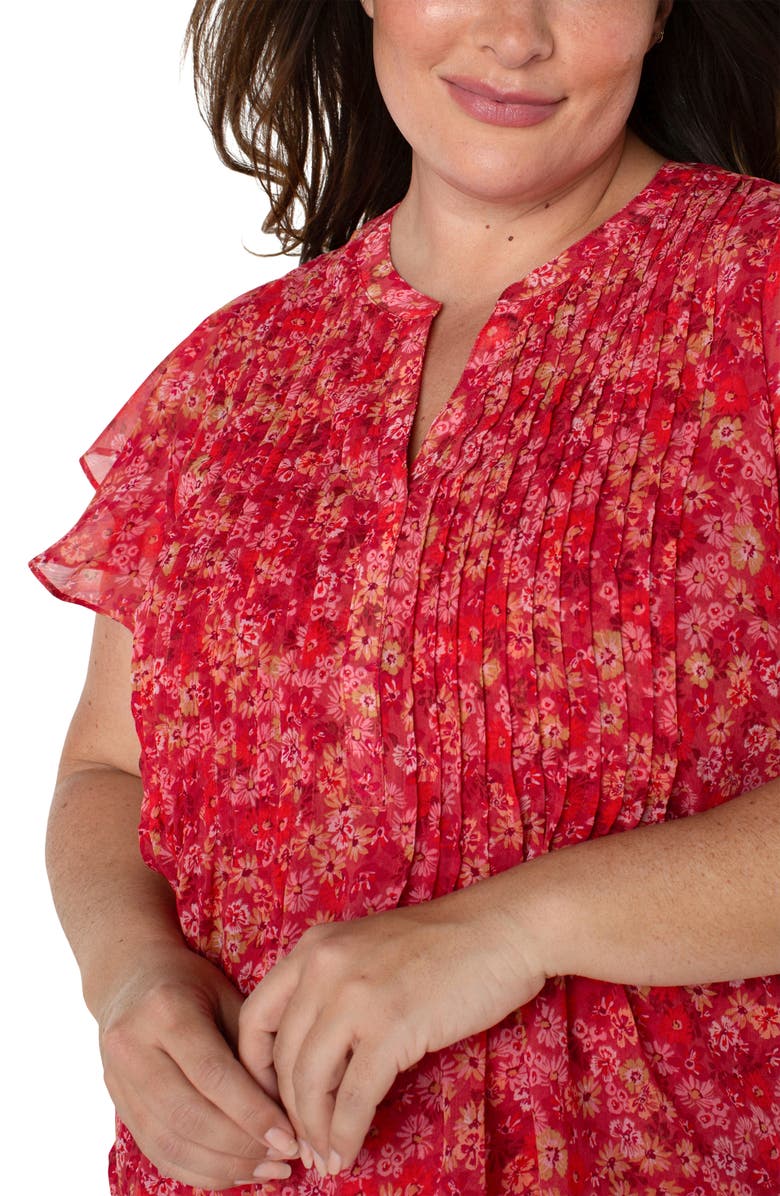 Liverpool Los Angeles Floral Flutter Sleeve Chiffon Top, Alternate, color, 