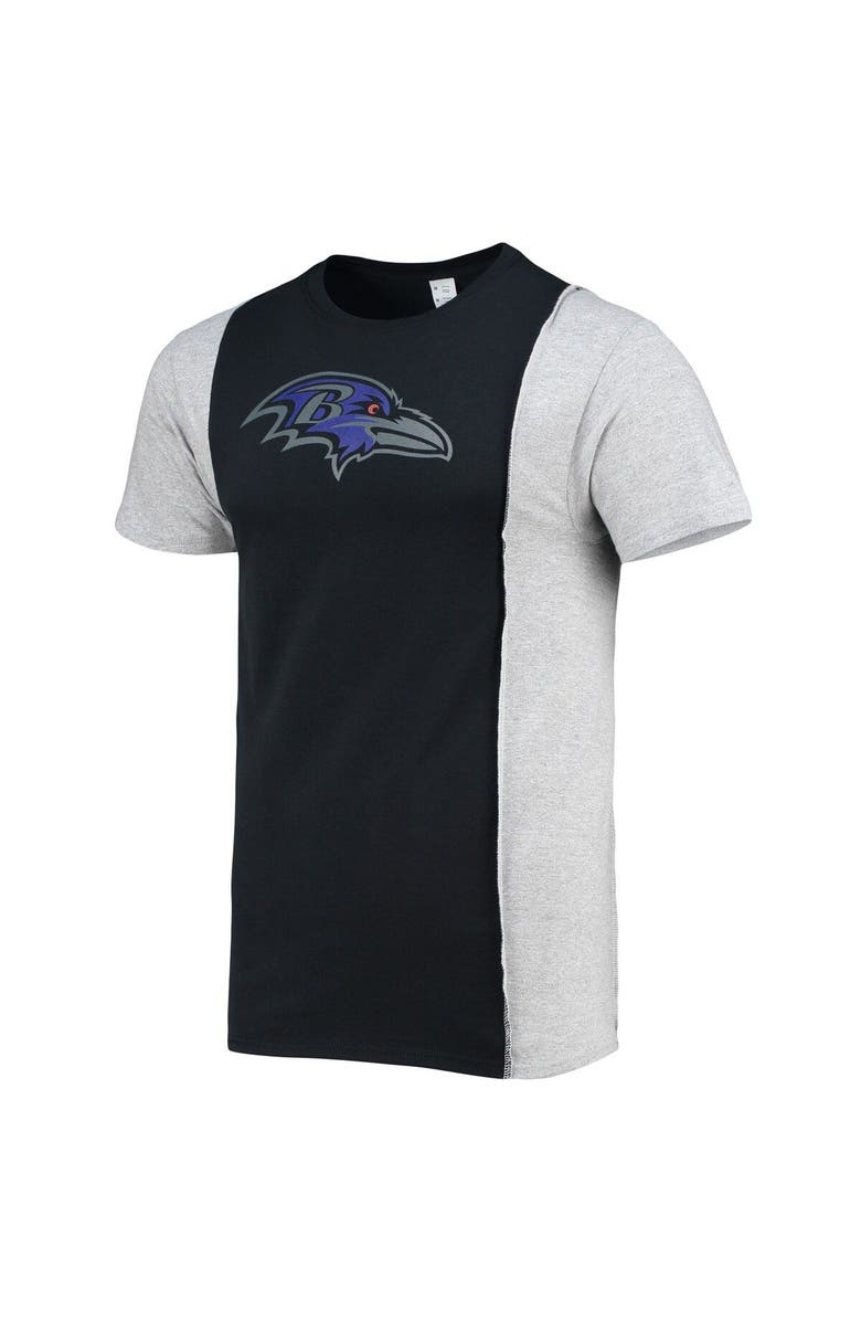 REFRIED APPAREL Men's Refried Apparel Black/Heathered Gray Baltimore Ravens Sustainable Split T-Shirt, Alternate, color, 