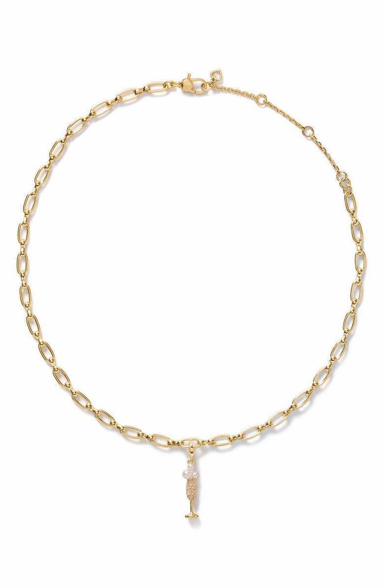 Kate Spade New York champagne charm pendant necklace, Alternate, color, Gold/Cream