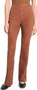 Theory Slit Hem Straight Leg Suede Pants