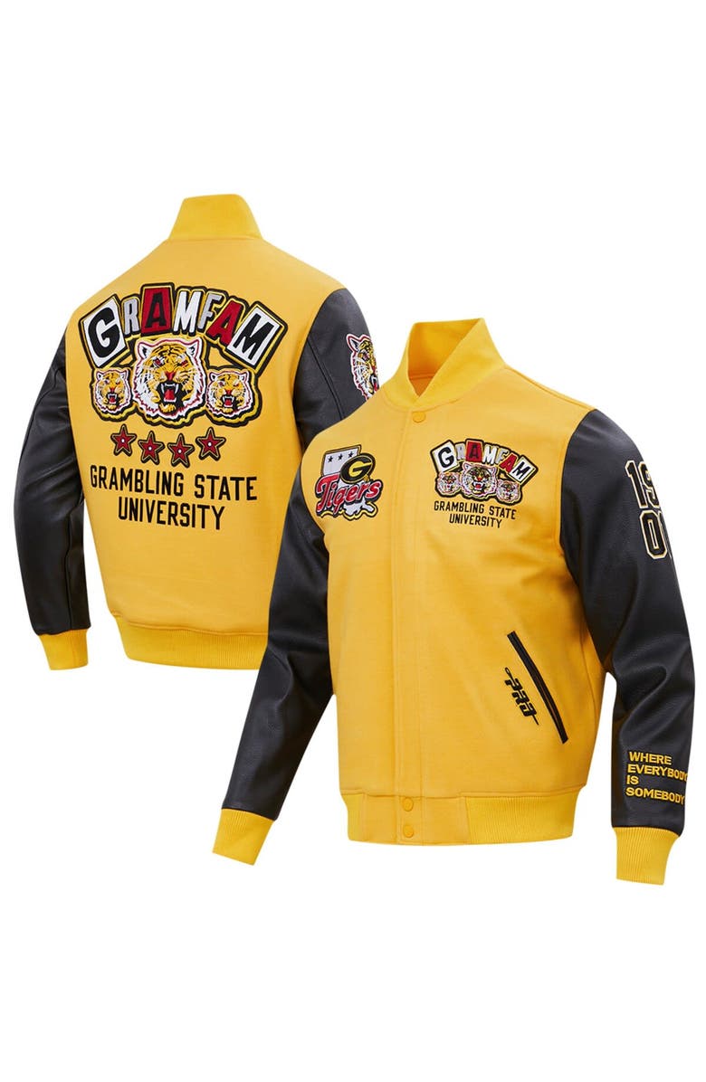 PRO STANDARD Men's Pro Standard Gold Grambling Tigers Homecoming Varsity Full-Snap Jacket, Main, color,