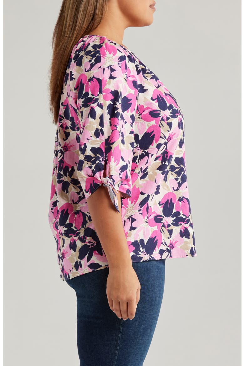 Floral Print Linen Blend Top, Alternate, color, JONES WHITE MULTI
