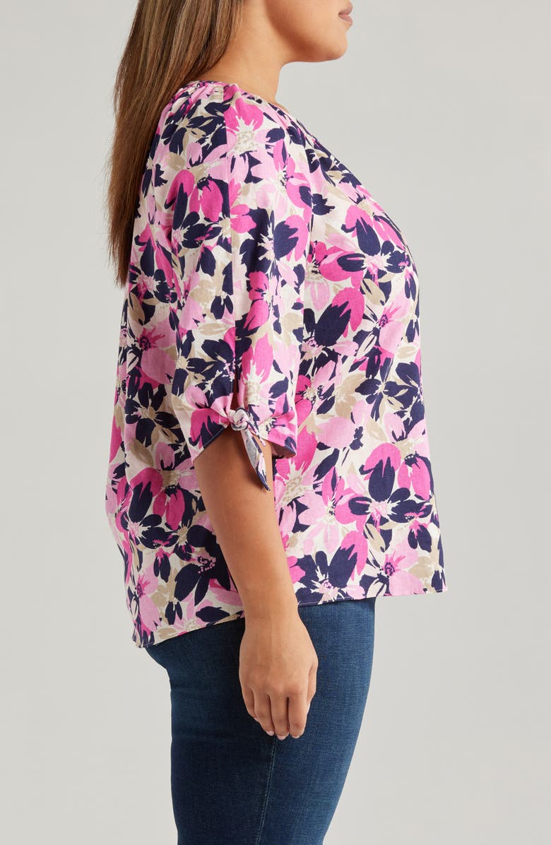Jones New York Floral Print Linen Blend Top, Alternate, color,