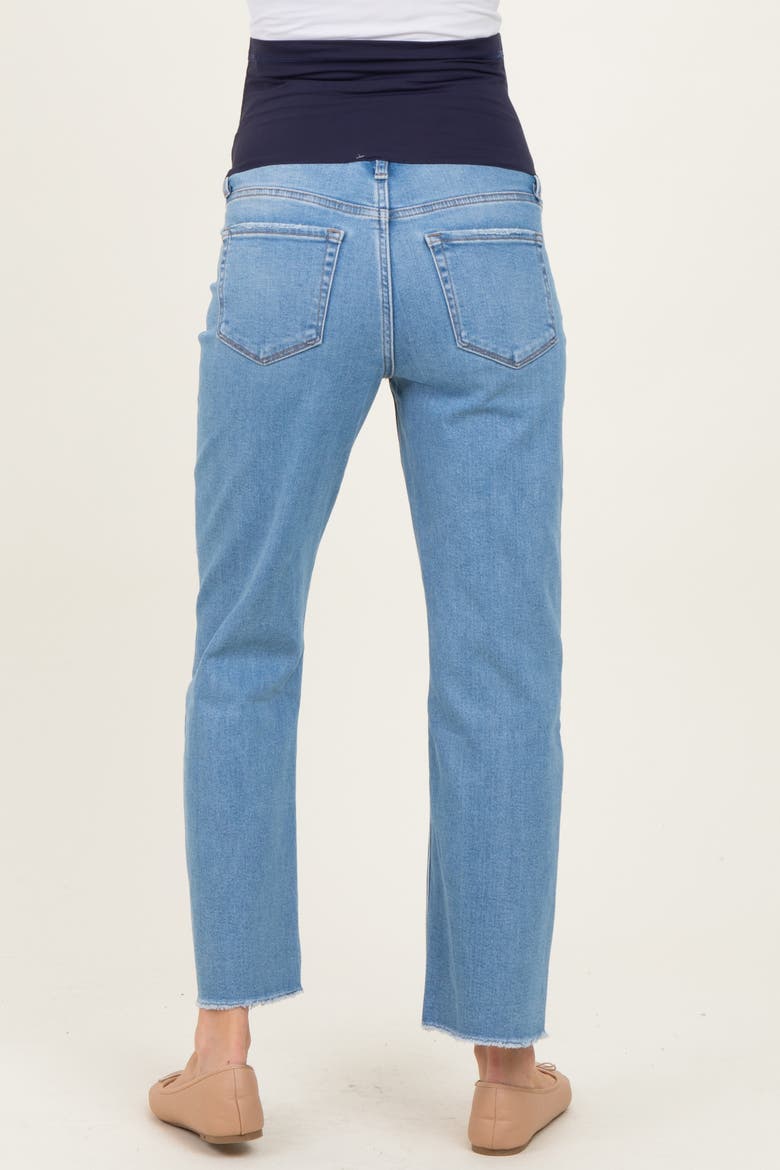 Distressed Raw Hem Cropped Straight Leg Maternity Jeans, Alternate, color, Blue