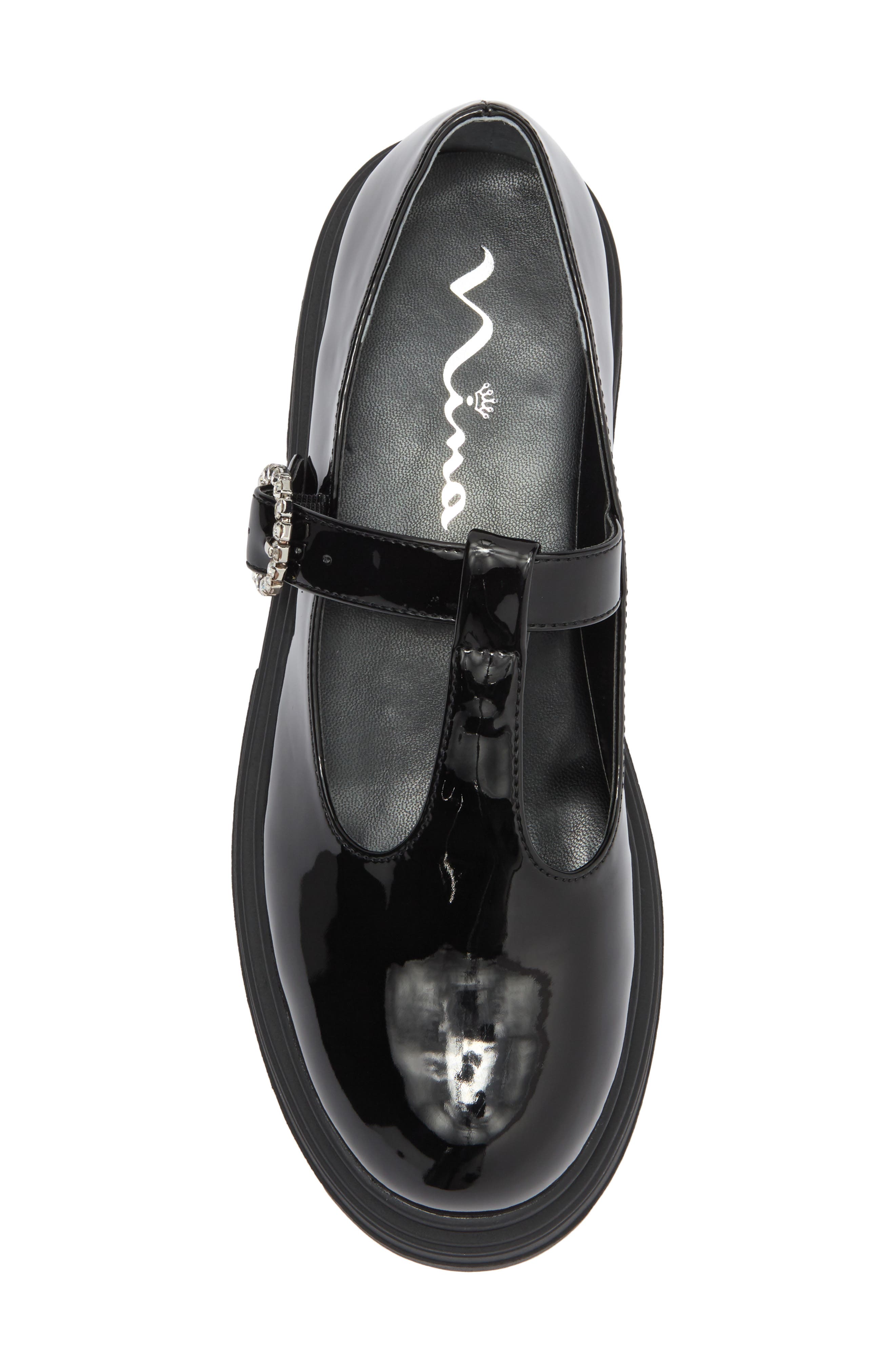 Nina Kids' Stassi T-Strap Mary Jane Flat, Alternate, color, Black