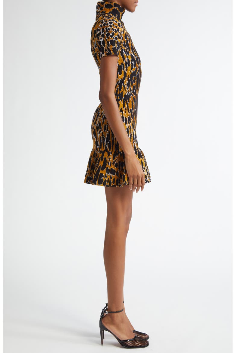 Leopard Jacquard Sweater Dress, Alternate, color, NOIR/ MULTICOLOR