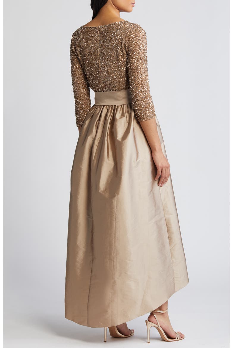 Beaded Bodice Taffeta A-Line Gown, Alternate, color, LIGHT MOCHA