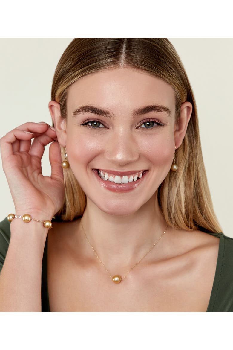 Golden Round Solitaire 14K Pearl Necklace, Alternate, color, Golden Pearl