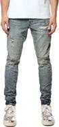 PURPLE BRAND Paint Splashed Ripped Knee Skinny Jeans