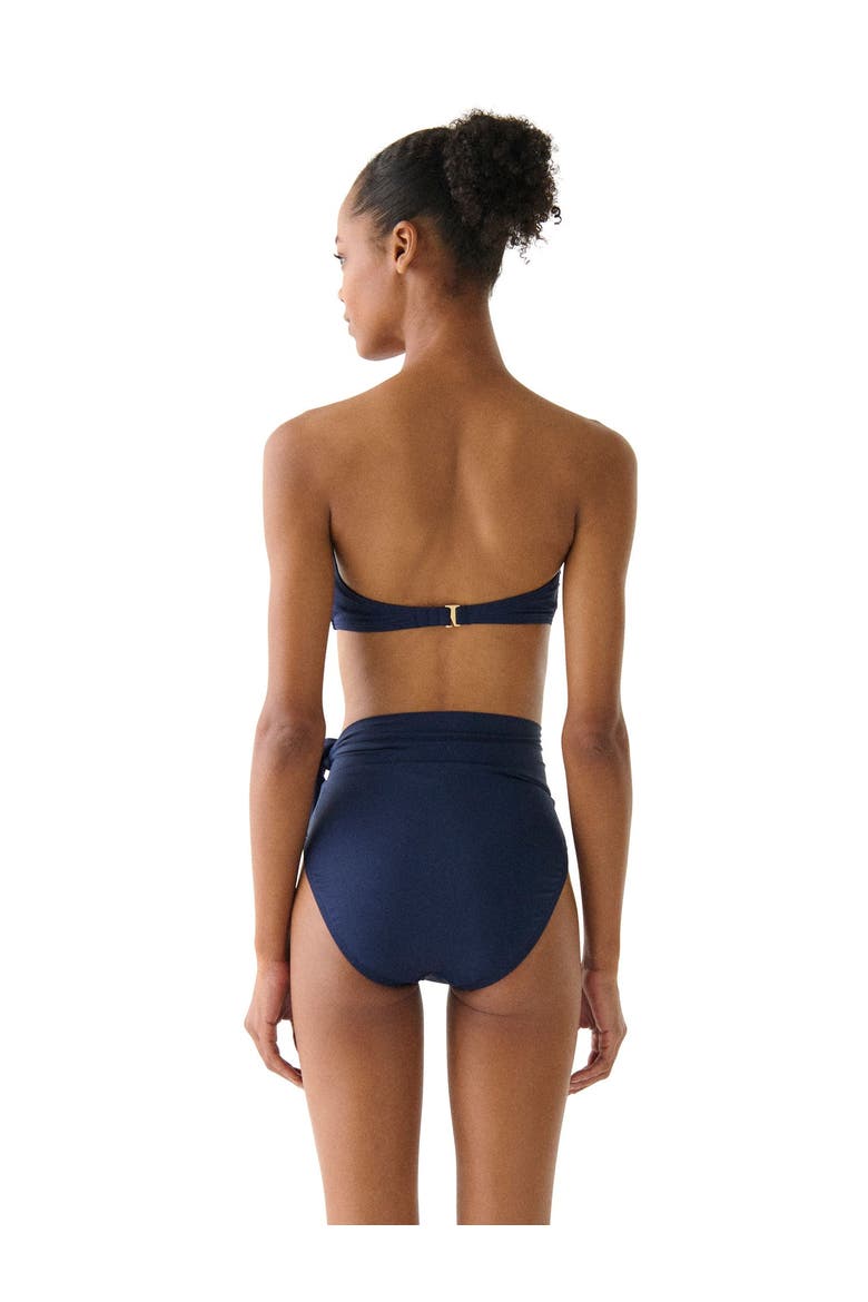 Solids Ring Front Bandeau Bra Swim Top, Alternate, color, Planetary Navy