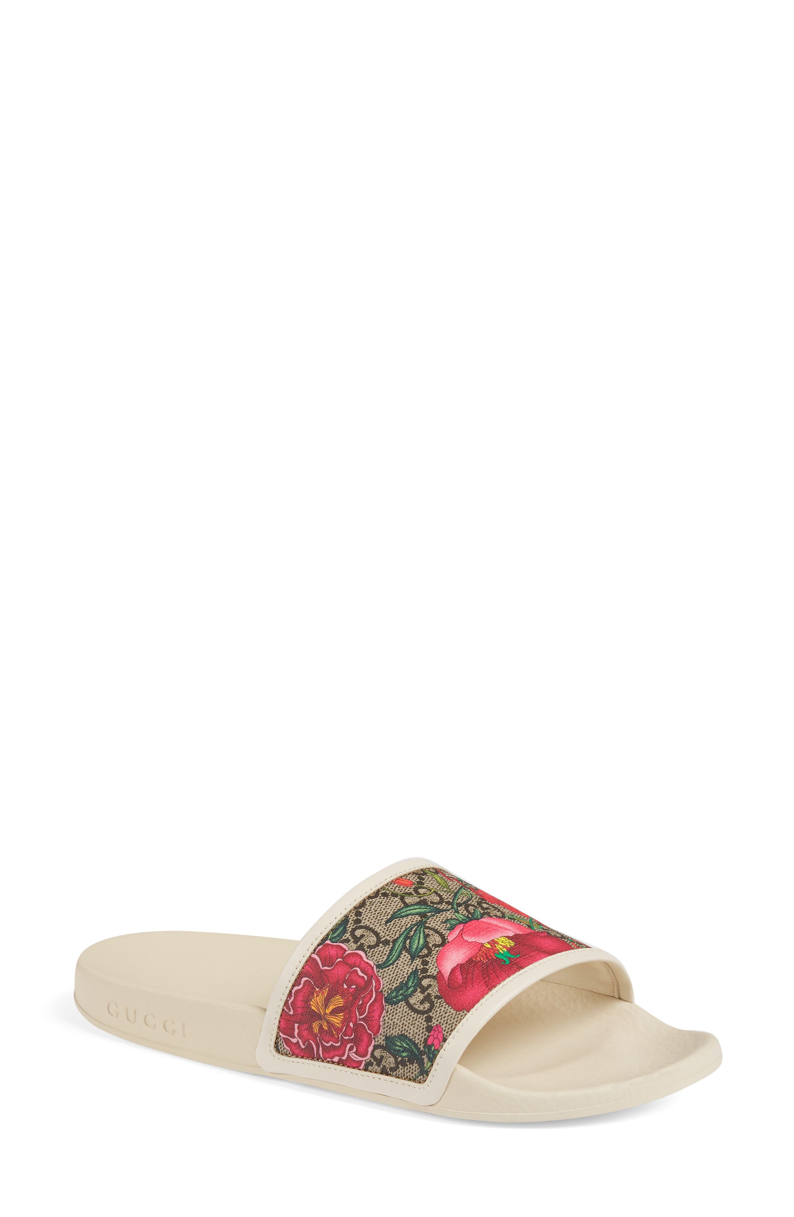 Gucci Floral GG Supreme Slide Sandal, Main, color, 