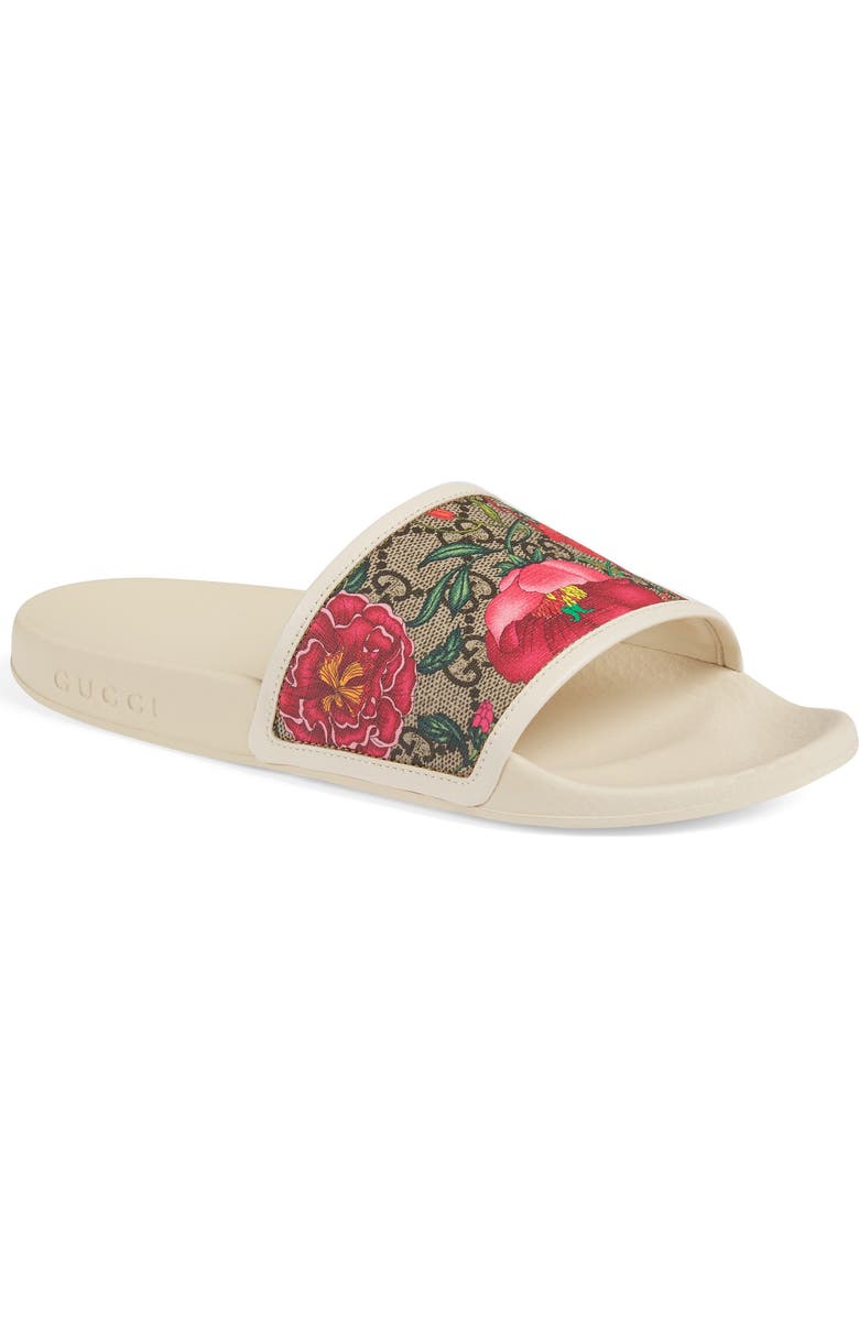 Gucci Floral GG Supreme Slide Sandal, Main, color,
