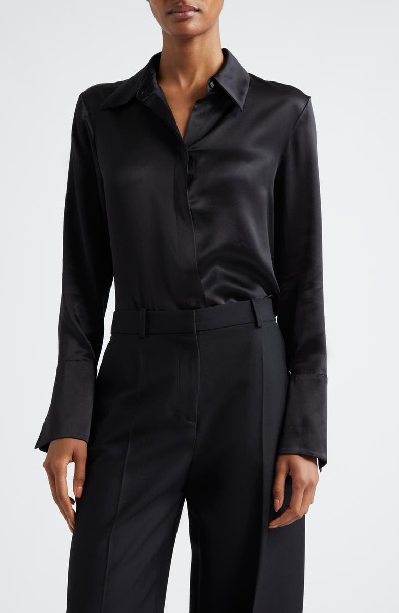 TWP Object of Affection Silk Button-Up Shirt, Main, color,