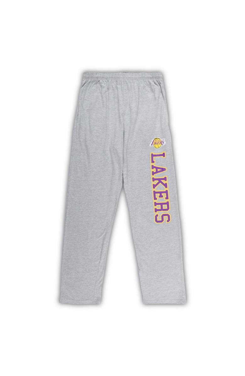 CONCEPTS SPORT Men's Concepts Sport Purple/Heather Gray Los Angeles Lakers Big & Tall T-Shirt and Pajama Pants Sleep Set, Alternate, color,