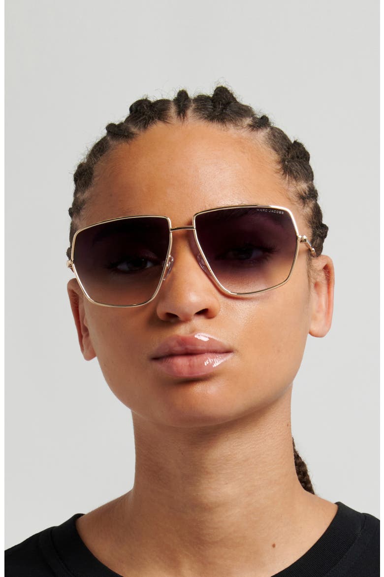 60mm Gradient Square Sunglasses, Alternate, color, GOLD BLACK/ DARK GREY SF