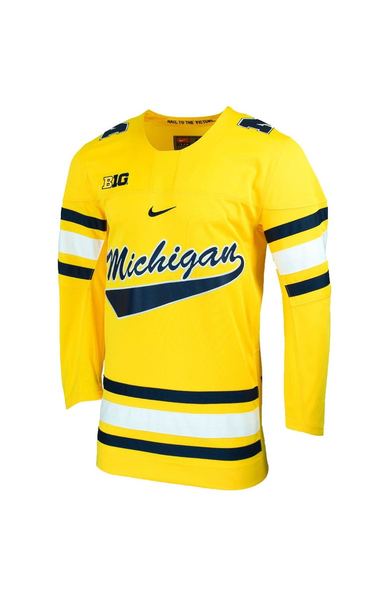 Nike Men's Nike Maize Michigan Wolverines Replica College Hockey Jersey, Alternate, color, 
