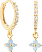 Girls Crew Blue Blossom Love Dangle Hoop Earrings