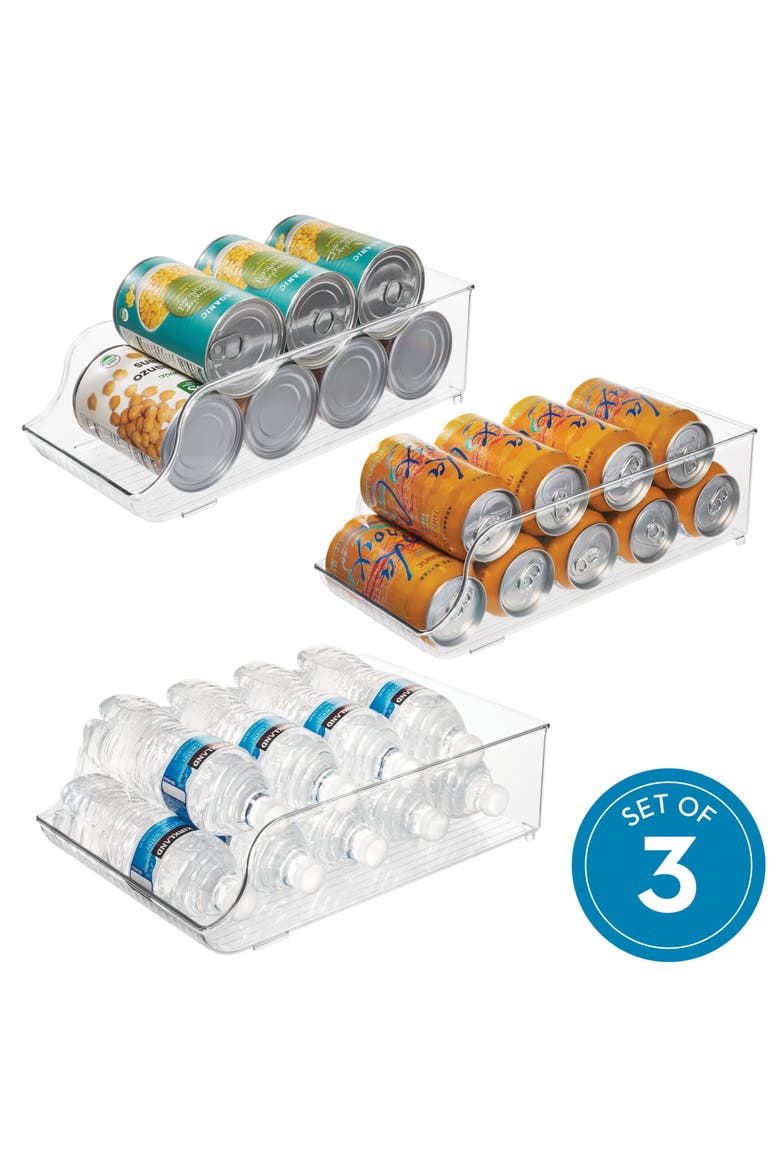 Set of 3 Water Bottle Organizer and Soda Can Dispenser - Clear, Alternate, color, Clear