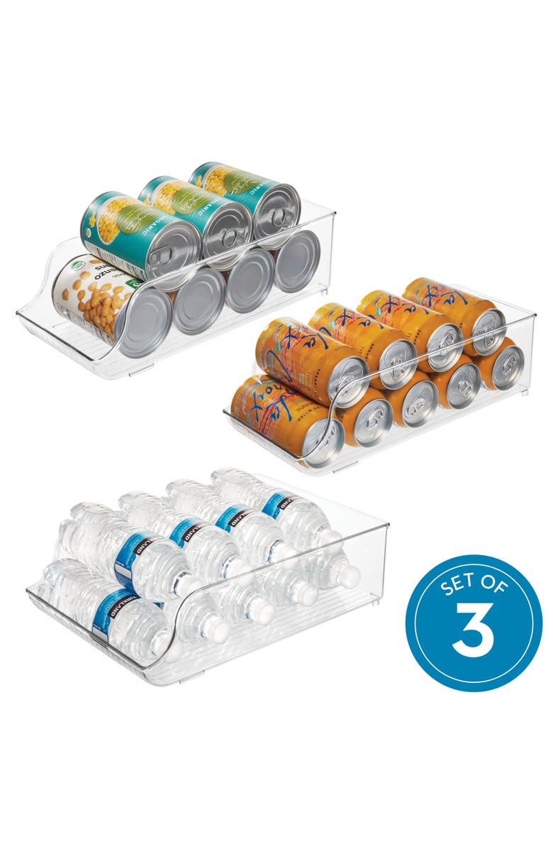 iDesign Set of 3 Water Bottle Organizer and Soda Can Dispenser - Clear, Alternate, color, Clear