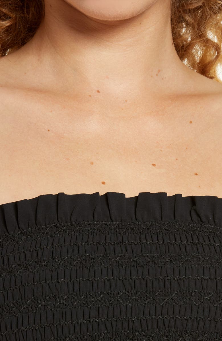 Tory Burch Costa Smocked Bandeau Bikini Top, Alternate, color, 